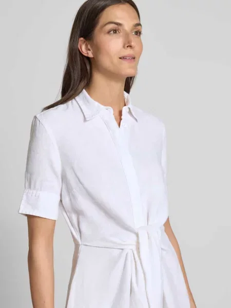 Lniana sukienka koszulowa Lauren Ralph Lauren biała