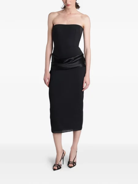 Rochie midi Alex Perry din satin fără bretele negru