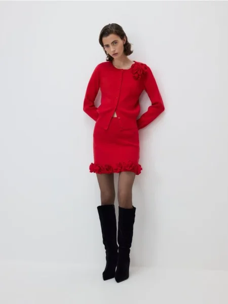 Reserved Спідниця з оздобною аплікацією червоний