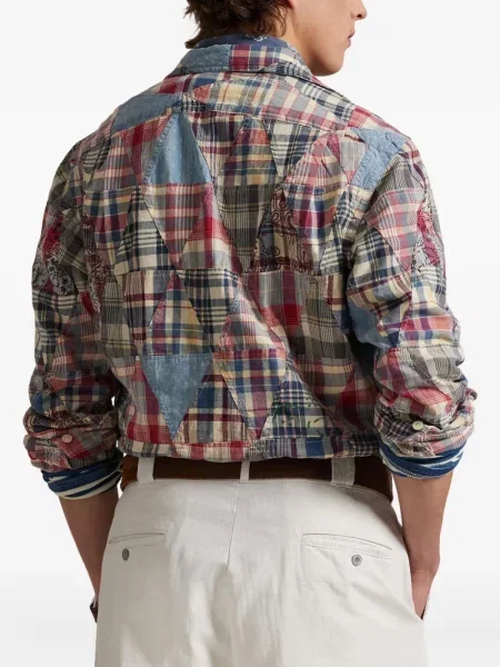 Ленена карирана риза Polo Ralph Lauren бродирана синьо