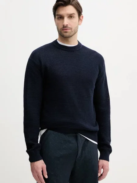 Svetr BOSS Orange pánský tmavomodrá lehký oranžový