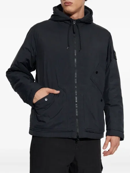 Geacă Stone Island cu glugă cu strasuri negru