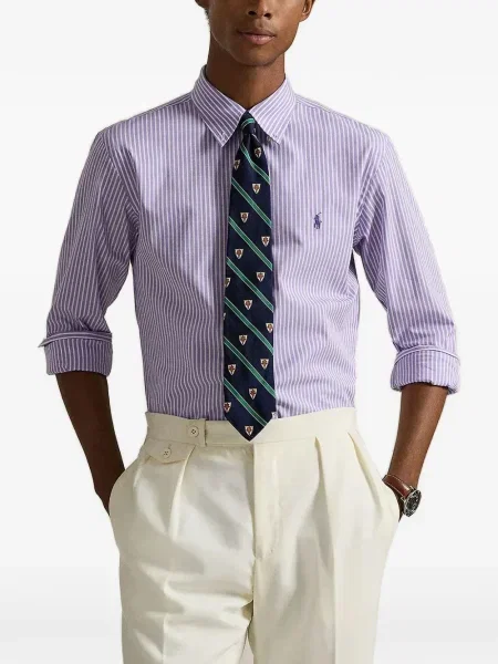 Șnur de strângere tricou Polo Ralph Lauren cu dungi violet