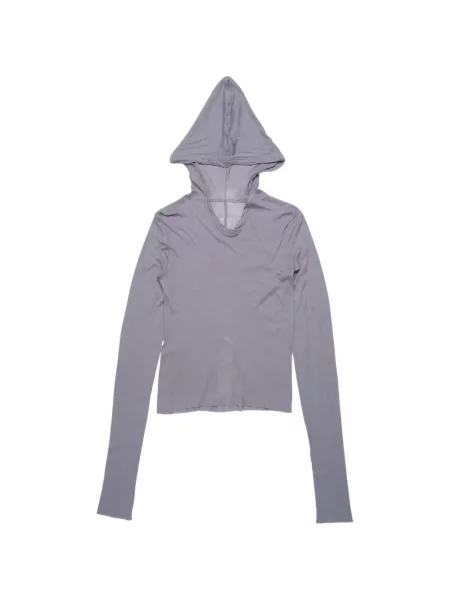 Decupat tricou Rick Owens cu glugă gri