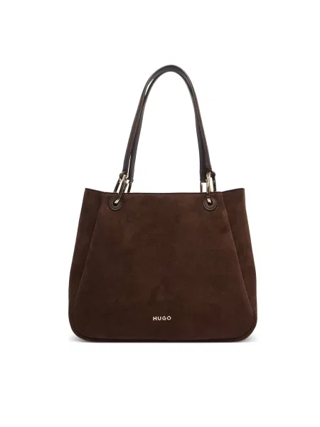 Geantă shopper Hugo din piele maro