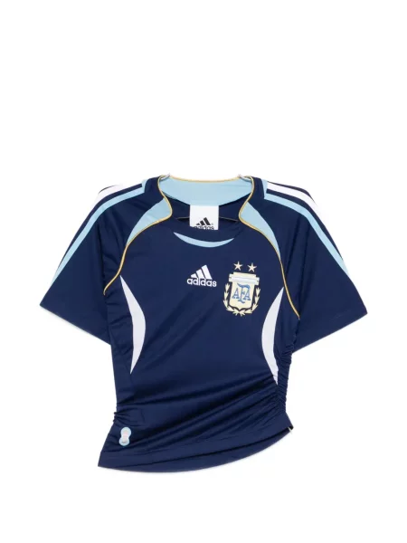 Pruhované krátké tričko Adidas s autogramem černé