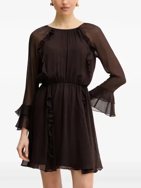 Lung rochie mini Morgan cu volane maro