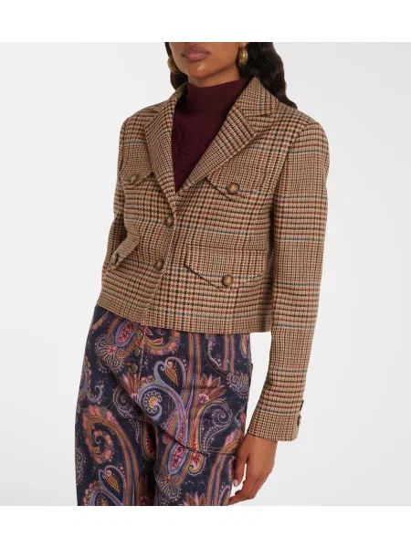 Volneni obrezano blazer Etro s pepito rjava