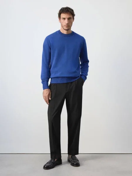 Sweter dzianina o średniej gramaturze Mężczyzna XXL MANGO MAN niebieski