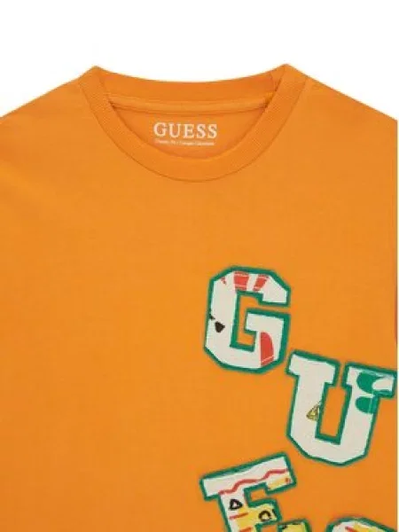 Guess Majica Relaxed Fit oranžna