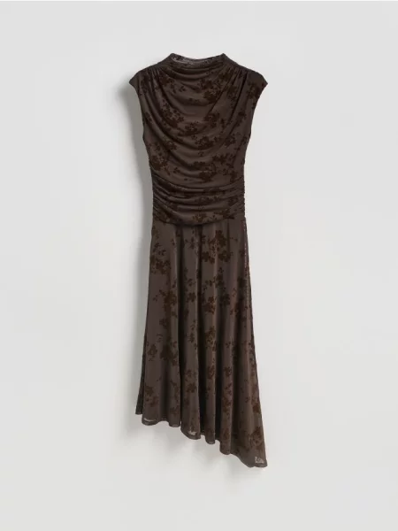 Reserved Асиметрична сукня-міні темно коричневий