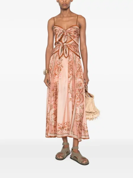 Rochie midi Zimmermann cu imagine cu model paisley roz