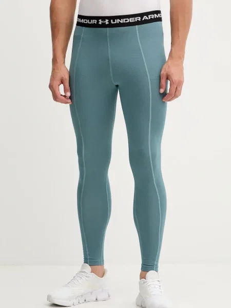 Under Armour legginsy treningowe Cold Weather Grid gładkie zielony