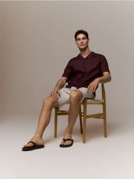 Reserved Cămașă regular fit din in maro