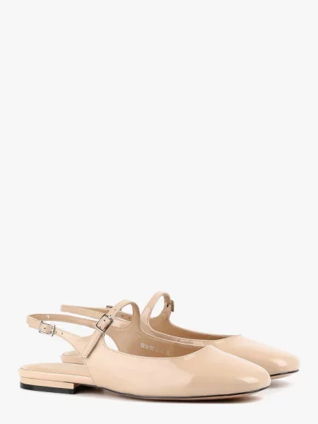 Кожаные лаковые сабо Leberdes бежевые