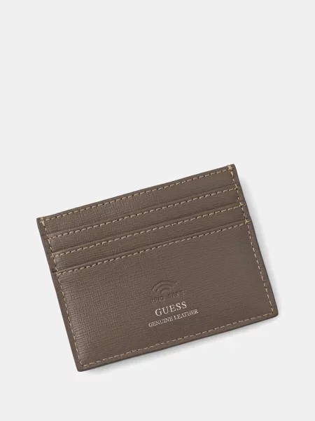 Guess Usnjen etui za kartice rjava