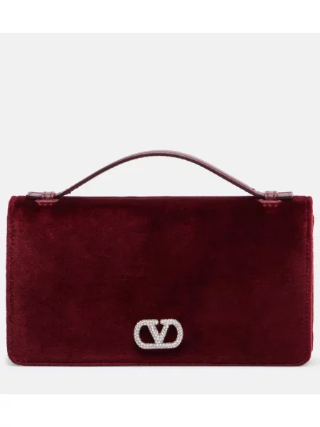 Aksamitna torebka crossbody Valentino Garavani czerwona