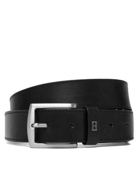 Tommy Hilfiger Denton Square Buckle Leather Belt μαύρο