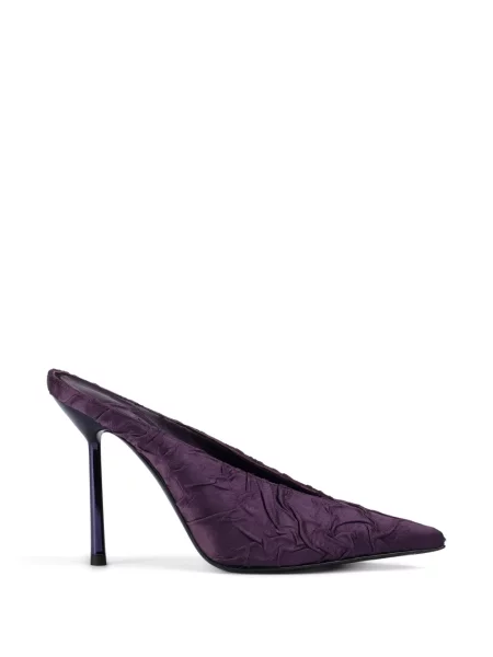 Papuci tip mules Le Silla din satin cu volane violet