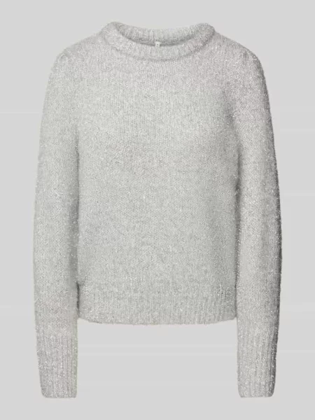 Sweter z dzianiny o kroju regular fit z efektowną przędzą model ‘ANNI’ Only biały
