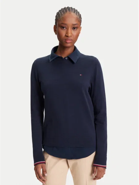 Пуловер Tommy Hilfiger от лека материя тъмносиньо