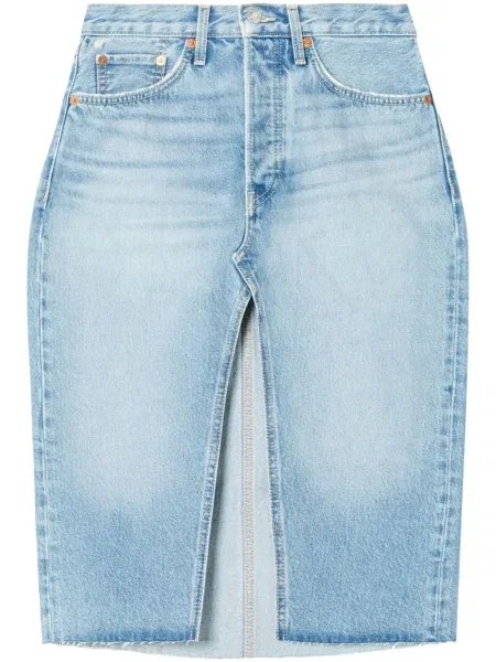 Fustă din denim Re/done până la genunchi albastru