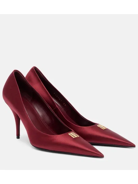 Pantofi cu toc Balenciaga din satin bordo