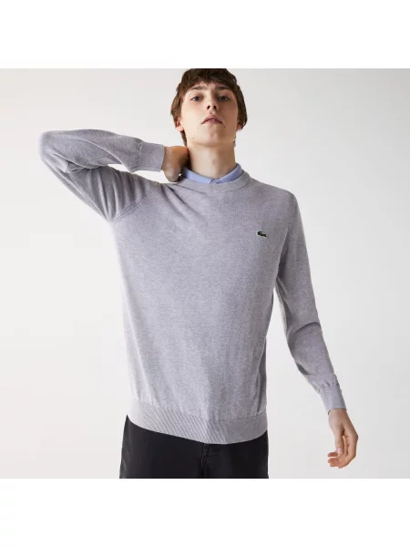 Lacoste светр з круглим вирізом сірий