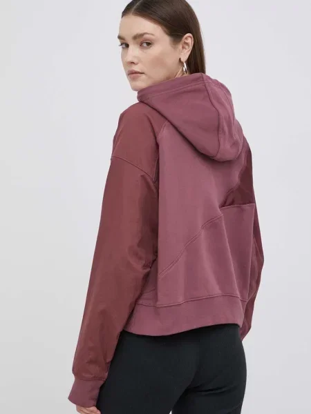 Adidas Originals bluza Split Trefoil z kapturem z nadrukiem bordowy