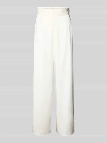 Spodnie materiałowe o kroju wide fit z szerokim pasem Luxuar białe