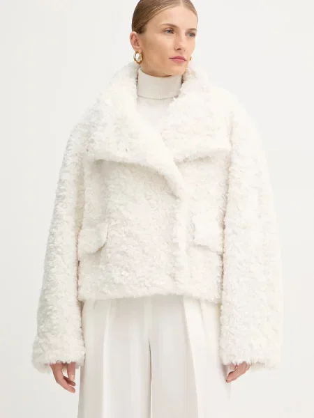 BOSS palton din lână alb