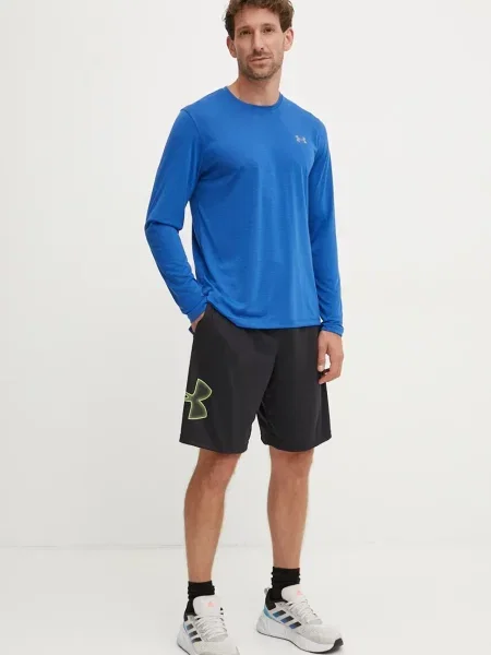Tek majica z dolgimi rokavi Under Armour z dolgimi rokavi modra