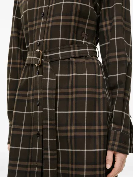 Rochie tip cămașă Burberry în carouri maro