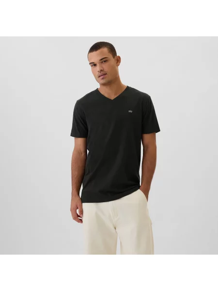 T-shirt GAP Micro Logo Vneck Tee True Black L czarna