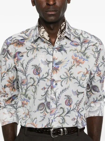 Cămașă Etro cu model floral albastru