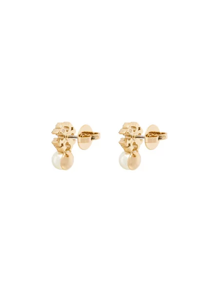 Tory Burch Uhani LOGO AND PEARL STUD EARRINGS Zlata