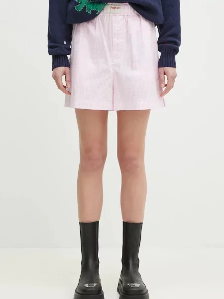 Fiorucci pantaloni scurți din Gingham Logo femei cu imprimeu high waist roz