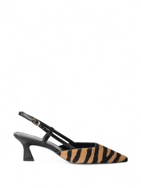 Pantofi cu toc Stuart Weitzman cu imagine slingback cu model zebră maro