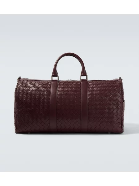 Usnjena torba Bottega Veneta bordo