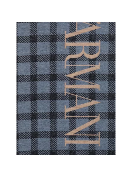 Szal Emporio Armani wełniana w kratę z logo