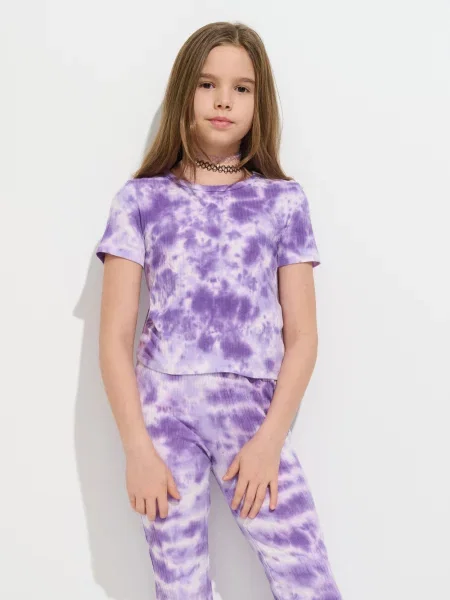 Sinsay tričko se vzorem tie-dye levandulová
