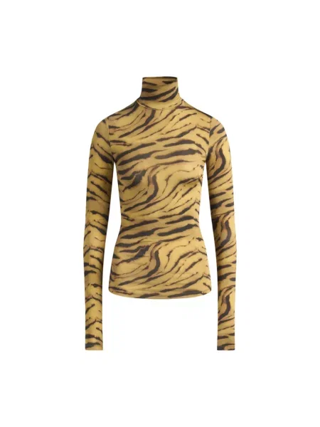 Lniany golf top Ganni w zebrę