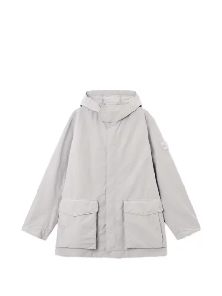 Geacă Stone Island cu glugă cu strasuri gri