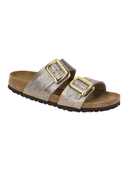 Saboți Birkenstock cu cataramă bej