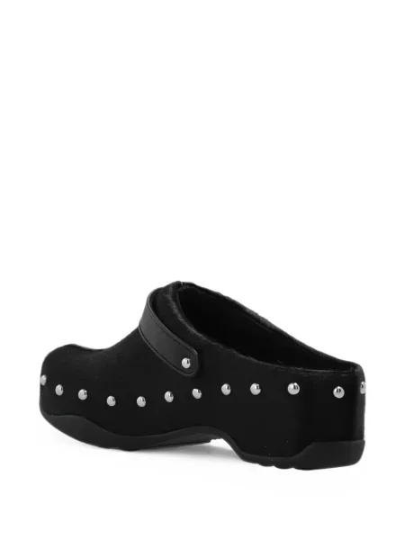 Papuci tip mules Scholl din piele cu tepi negru