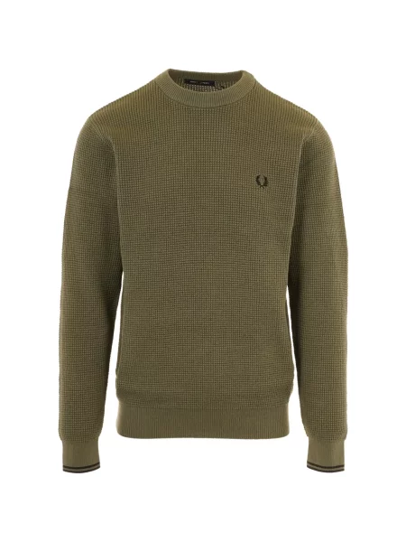 Pulover Fred Perry cu broderie verde