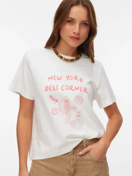 VERO MODA Tricou roz alb
