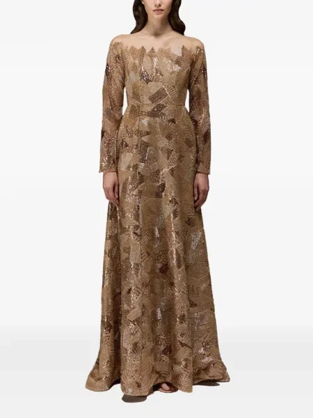 Rochie maxi Tha Seen cu paiete de costum auriu