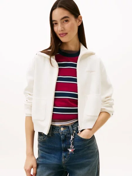 Tommy Jeans Kardigan Kobiety jednolity S biały