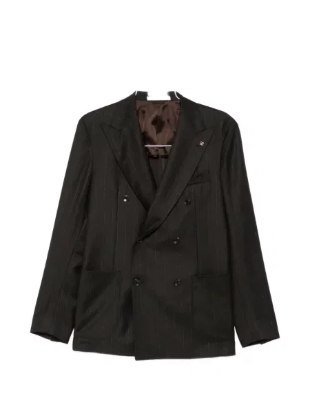 Costum Tagliatore cu dungi cu două rânduri de nasturi negru